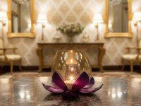 Lotus Table Candle Holder- Purple Blue-(Pack of 1)