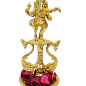 Dancing Ganesha Design Brass Oil Lamp,