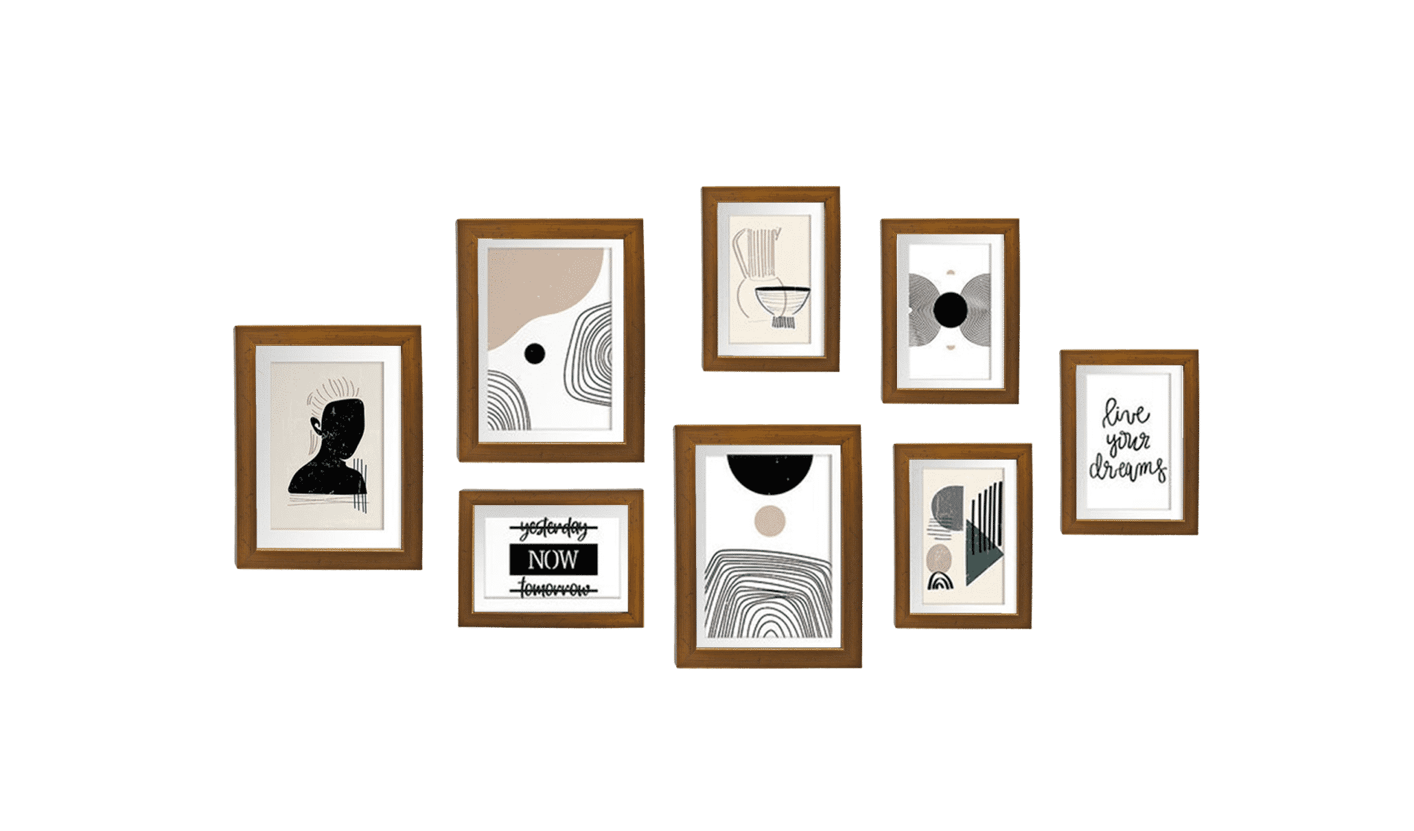 8 Pc Wall Photo Frame Set for Living room Decor in Gold Colour