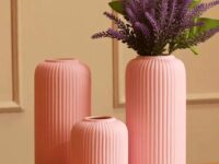 White flower vase, ceramic vase, flower vase for living room, home decor items flower vase set of 3