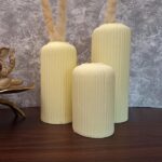 Ceramic Flower Vase for Room Decor Set of 3pcs (Yellow)