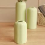 Ribbed Design Light Green Ceramic Flower Vase - 6"(Small -Without Flower)