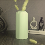 Ribbed Design Green Ceramic Flower Vase- 10"(LARGE -Without Flower)