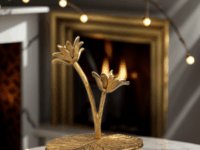 Lotus Leaf Snack Tray Brass Gold Finish