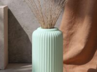 Green flower vase, ceramic vase, flower vase for living room, home decor items small flower vase