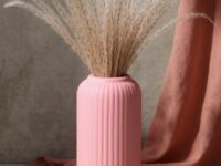 pink flower vase, ceramic vase, flower vase for living room, home decor items small flower vase