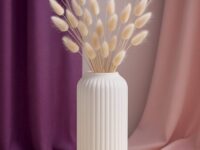 White flower vase, ceramic vase, flower vase for living room, home decor items small flower vase