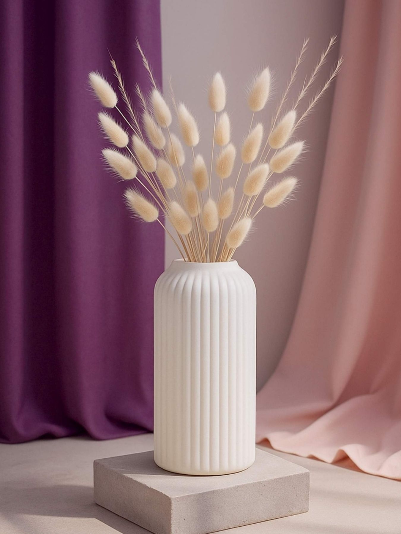Modern Ceramic Flower Vase WHITE Matt- 6″(Small -Without Flower)