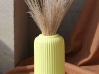 yellow flower vase, ceramic vase, flower vase for living room, home decor items small flower vase