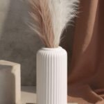 White flower vase, ceramic vase, flower vase for living room, home decor items Medium flower vase