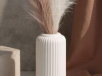 White flower vase, ceramic vase, flower vase for living room, home decor items Medium flower vase