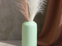 Green flower vase, ceramic vase, flower vase for living room, home decor items medium flower vase