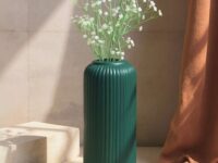 dark greem flower vase, ceramic vase, flower vase for living room, home decor items