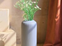 Grey ceramic vase, flower vase for living room