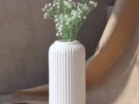 white flower vase, ceramic vase, flower vase for living room, home decor items