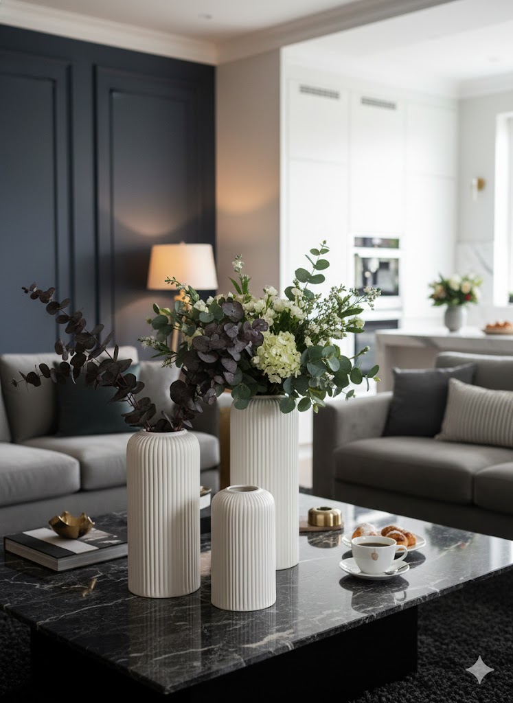 White Ceramic Flower Vase Set of 3pcs 6 ,8,10 inch