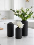 Matt Black Ceramic Flower Vase Set of 3
