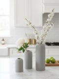 Grey Ceramic Flower Vase set of 3pc