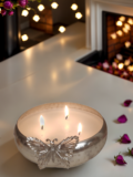 Urli Bowl-Wax Filled, Nickle Finish with Butterly Motif