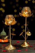 Table Lotus Set of 2 pcs (Crackle Gold)