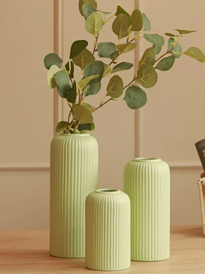 Green Ceramic Flower Vase Set of 3 pcs
