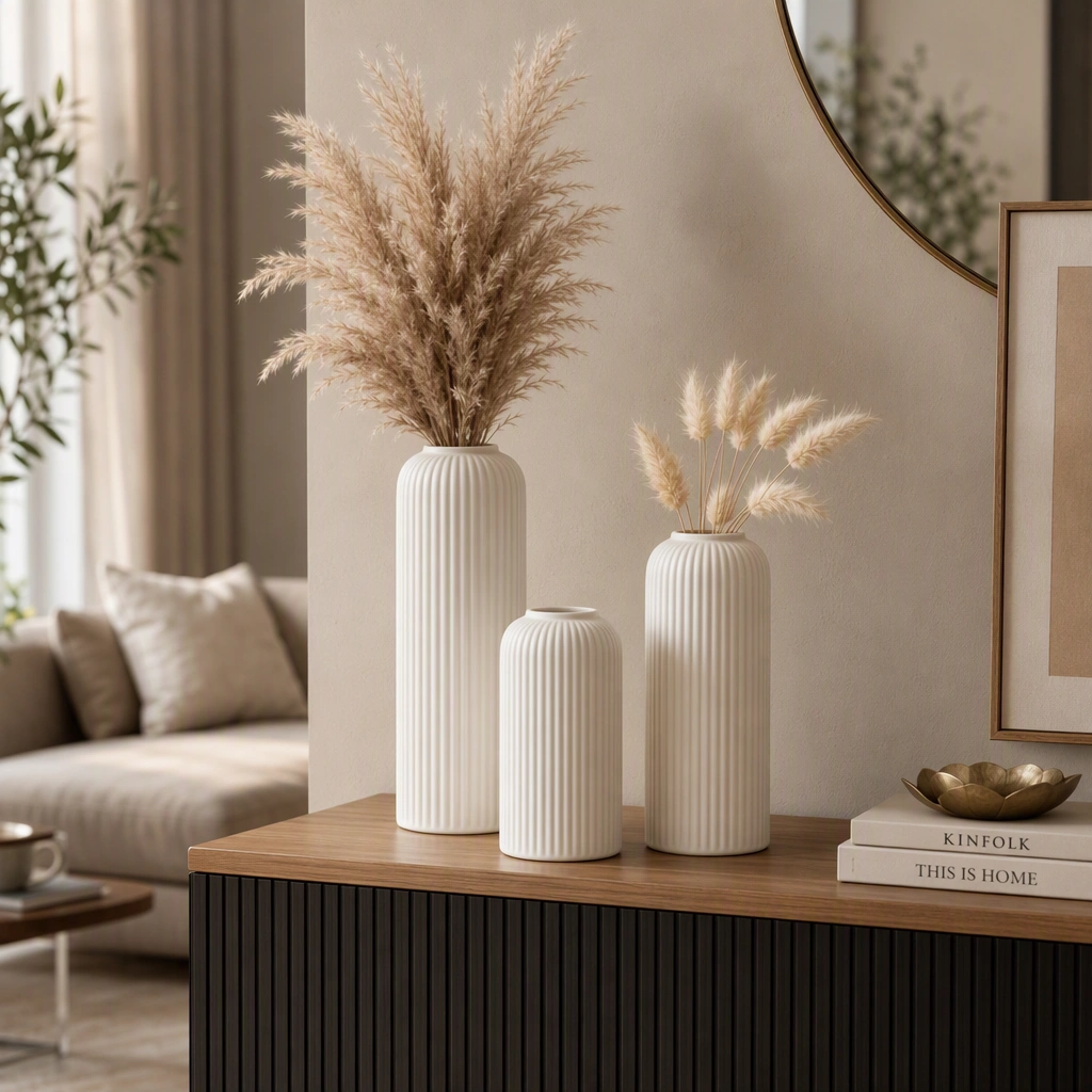 White Ceramic flower vase set of 3