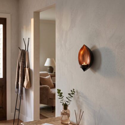 Copper drop shape wall diya candle holder for home decor