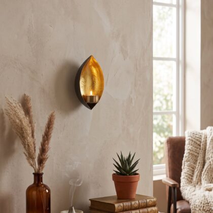 Gold Drop Shape Wall Candle Holder Set of 2 for Home Decor