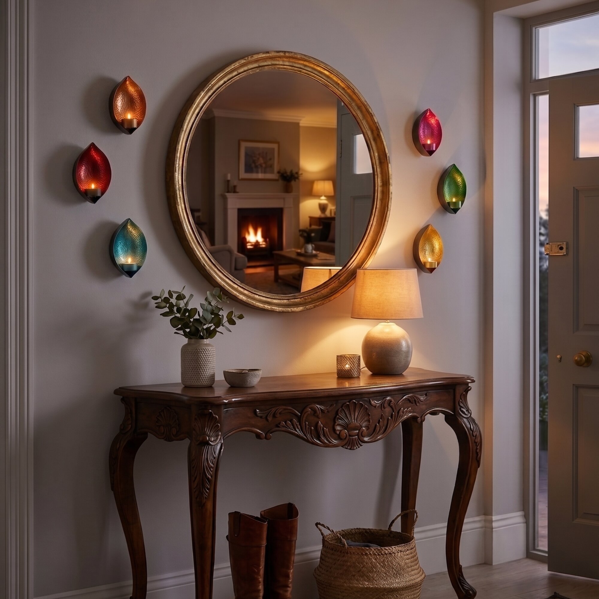 Multicolor Drop Shape Wall Candle Holder Set of 6 for Home Decor